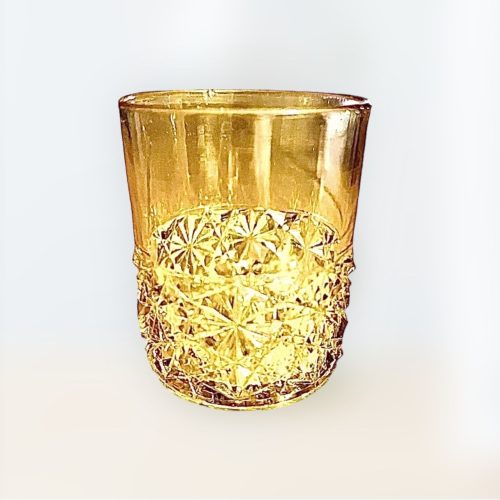 Circa 1905 Daisy & Button Golden Yellow Glass Toothpick Holder